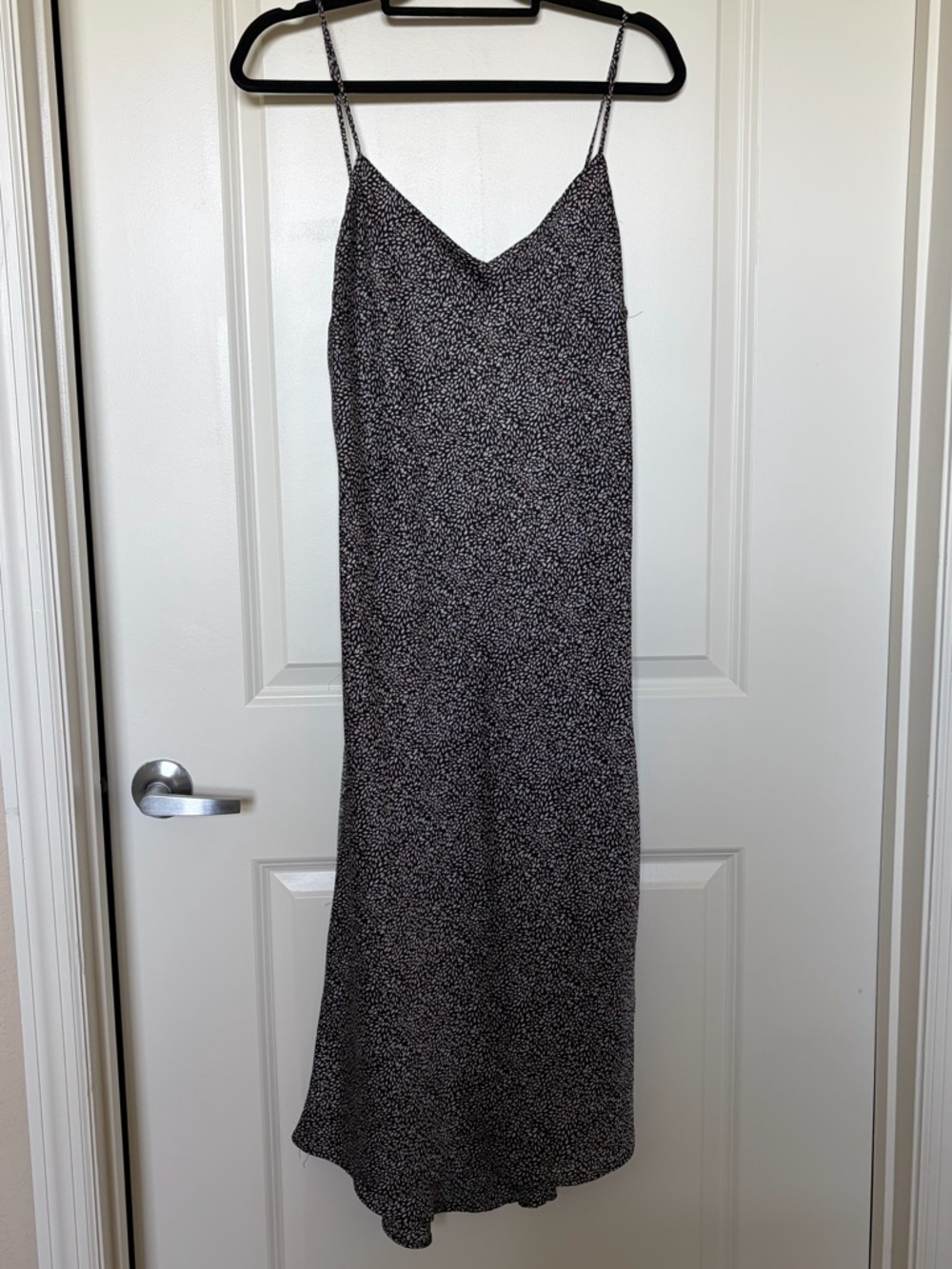 Abercrombie & Fitch- Silk Slip Midi Dress in Black and White Print